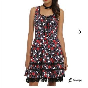 Floral Skull Dress with Black Lace